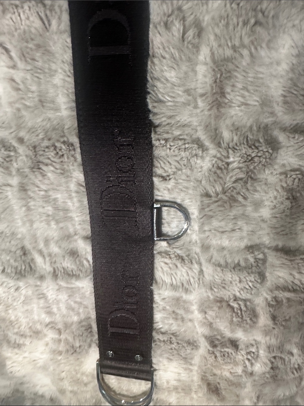 DIOR Dark brown Jacquard Logo thru out Webbing Strap with Silver Hardware belt